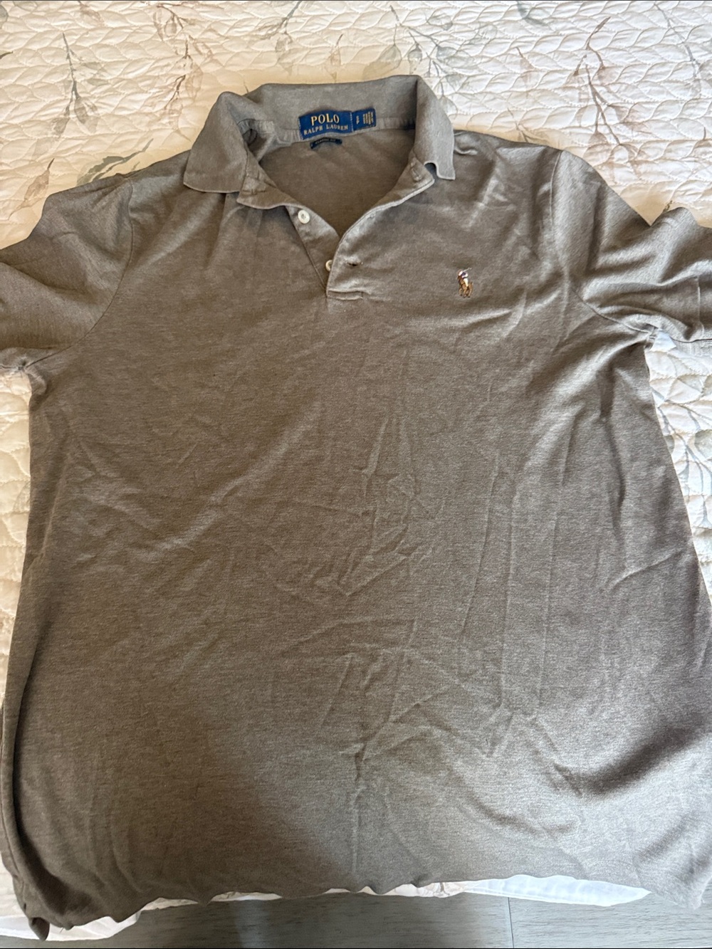 Polo by Ralph Lauren Men's Light Gray Short-Sleeve Polo with Embroidered Pony